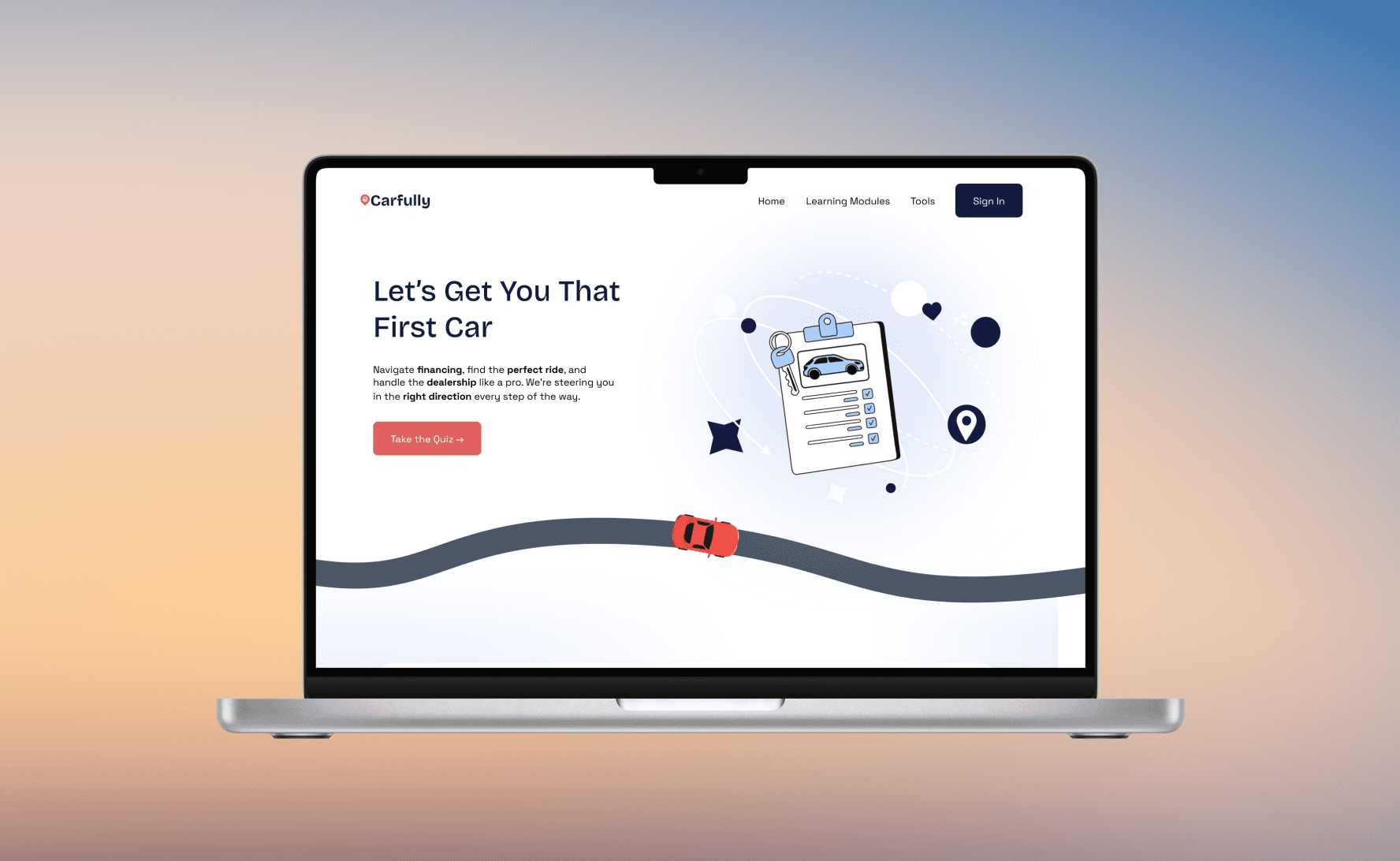 Carfully auto-financing tool on laptop