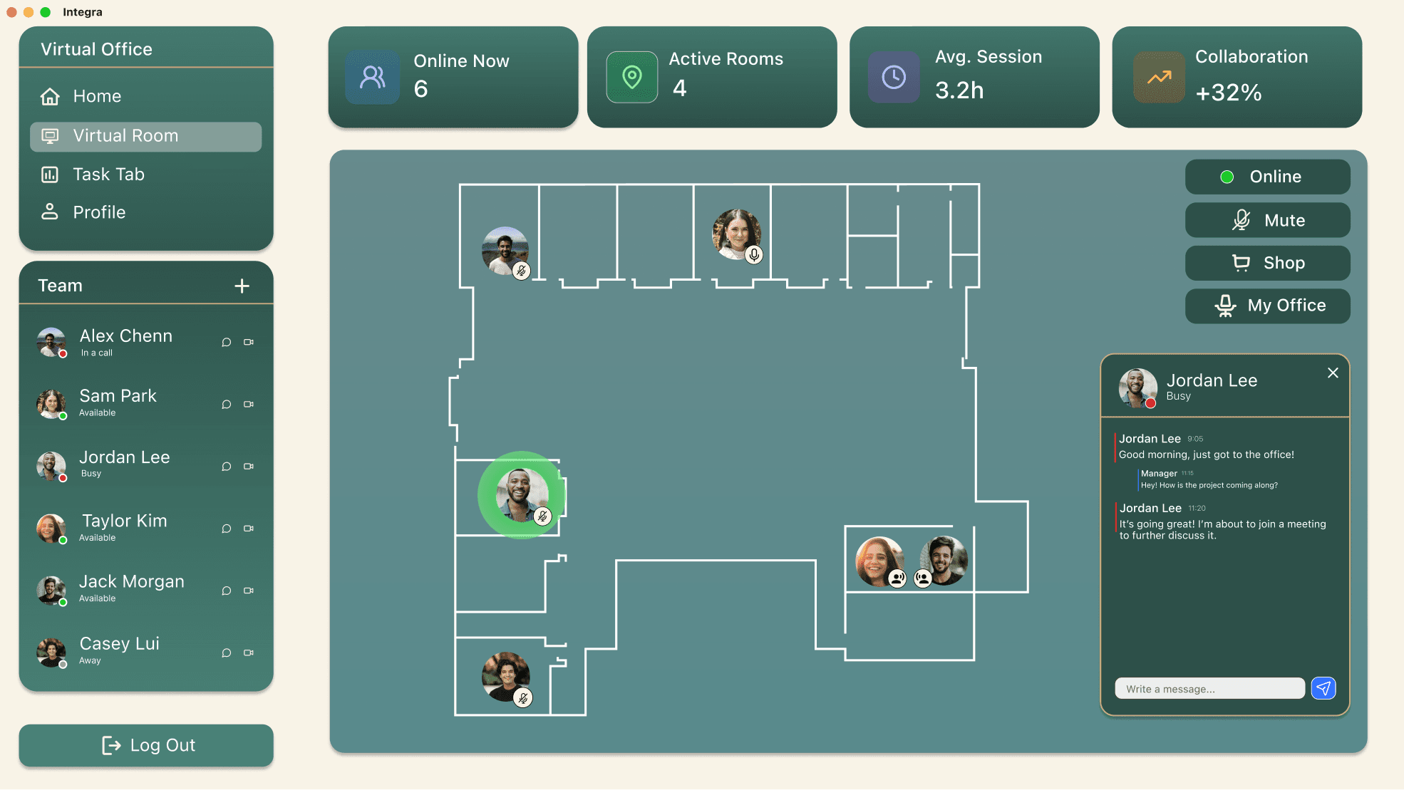 Integra virtual office room